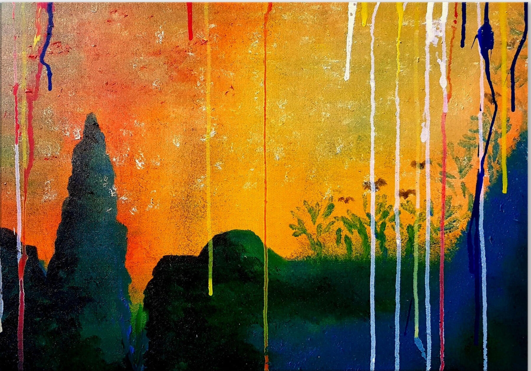 Heartbeat | Oil on Canvas | 2019 : A careful look at this piece reveals what a normal heartbeat on the ECG looks like.